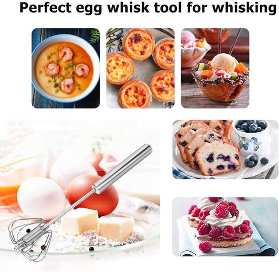 Roterende Gardes - Zilver - 30 cm en 25 cm - Roestvrijstalen Handpersmixer - Voor Koffiedranken en Milkshakes — afbeelding 2