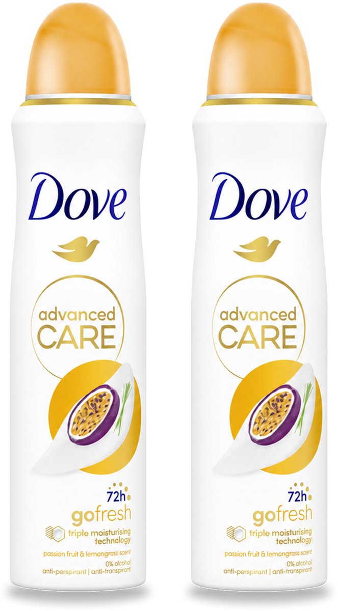 2 x Dove – Deodorant Spray – Passievrucht & Citroengras – 150 ml - Bulkverpakking - 2 stuks