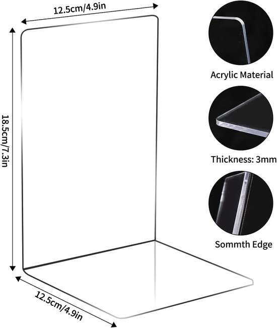 Set van 8 transparante boeksteunen van acryl, kleurrijke tafel displays voor school, thuis, kantoor en bibliotheek — afbeelding 5