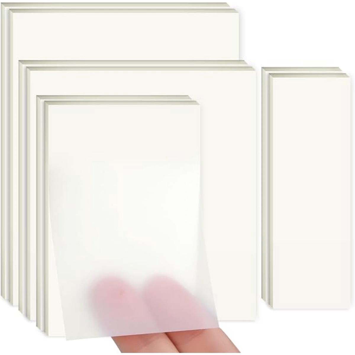SSTRWGOOD 8 Stuks Zelfklevende Notitieblokken - Transparante Sticky Notes - 400 Bladen - Makkelijk Af te Rijten - Geschikt voor Kantoor en School - Kunststof - Inclusief 8 Kleurrijke Blokjes