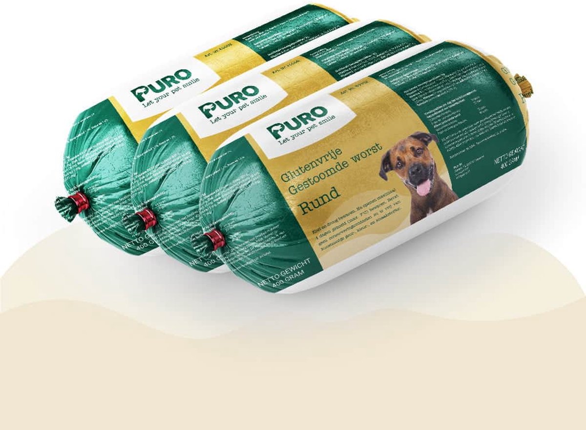 Puro Premium - Worstmix - Kip - Rund - Lam - Hondenworsten - 1.2 kg