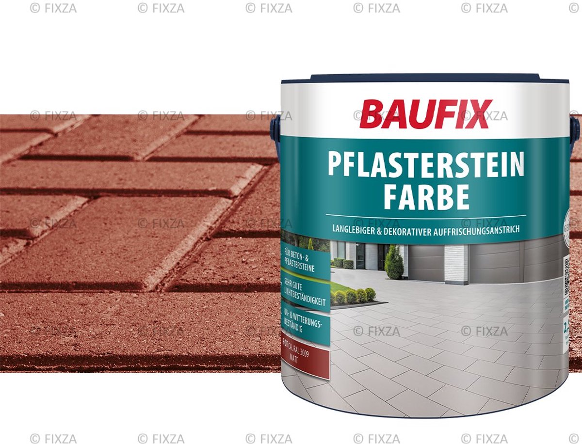 BAUFIX Bestrating Verf – Rood – Mat – 5L – Betonverf Buiten voor Tuintegels, Terras en Oprit – Slijtvaste Steenverf