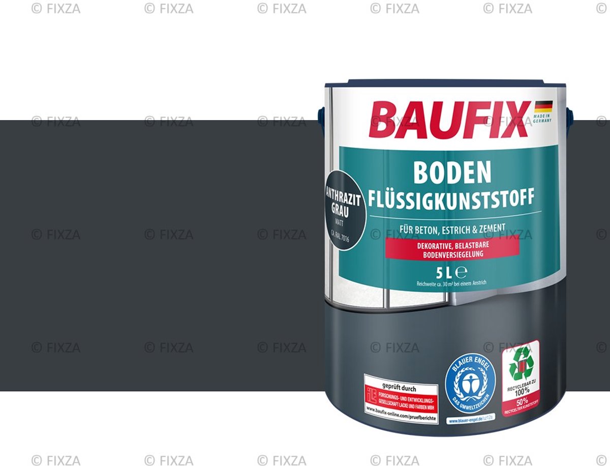 BAUFIX Vloercoating – Antracietgrijs – Mat 5L – Watergedragen Betonverf voor Binnen & Buiten – Slijtvaste Vloerverf voor Bijkeuken, Kelder en Balkon