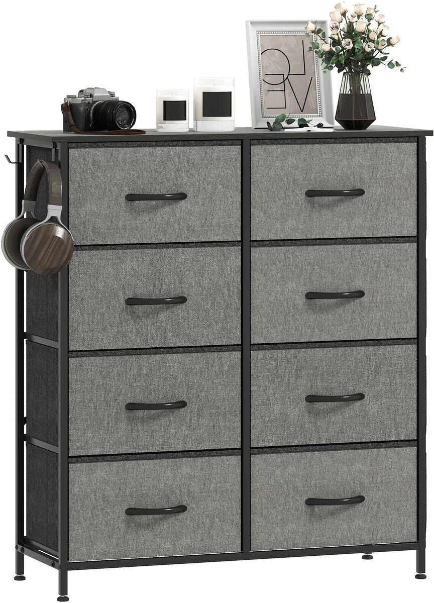 HOMCOM Stoffen Commode - Vliesstof - 86x30x94,5cm - Grijs