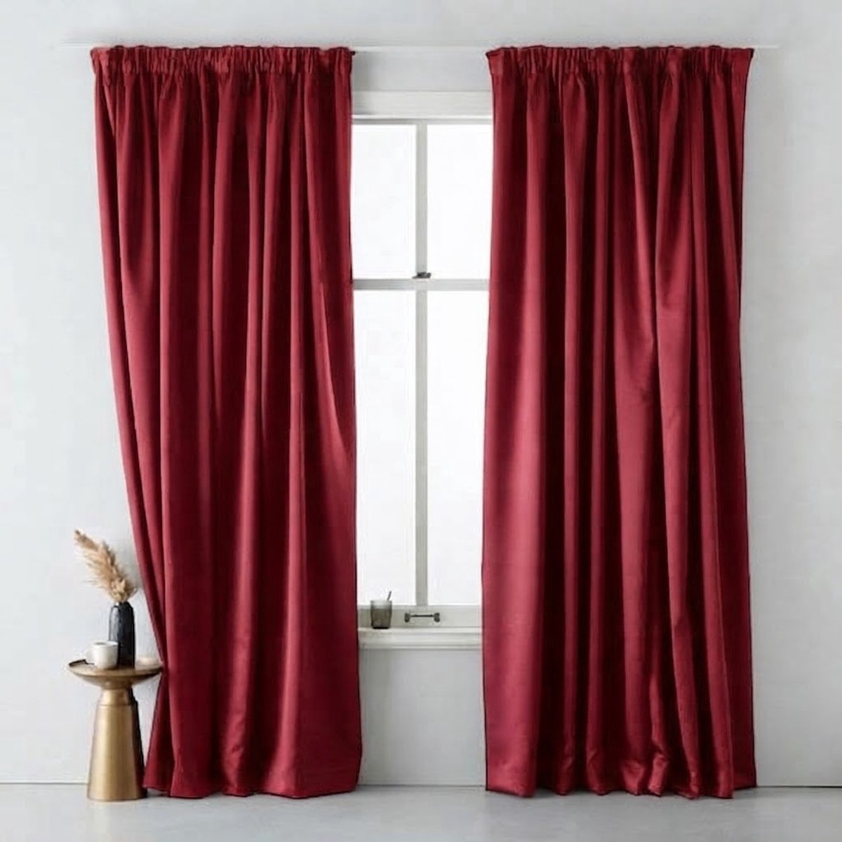 Luxe Bordeauxrood Gordijn 140x270 cm – Deels Verduisterend – Stijlvolle Stof met Plooiband – Wijnrood