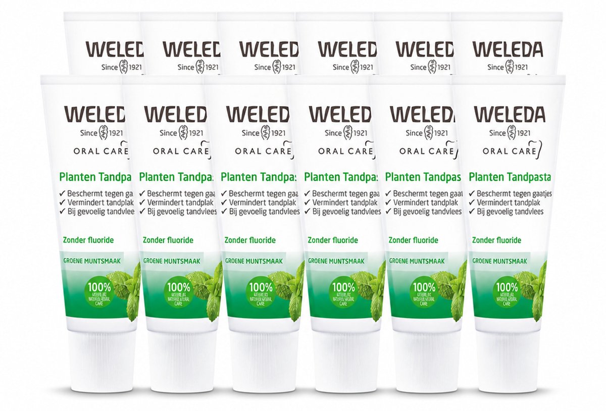 12 x WELEDA - Planten tandpasta - 75 ml - Voordeelverpakking - 12 stuks