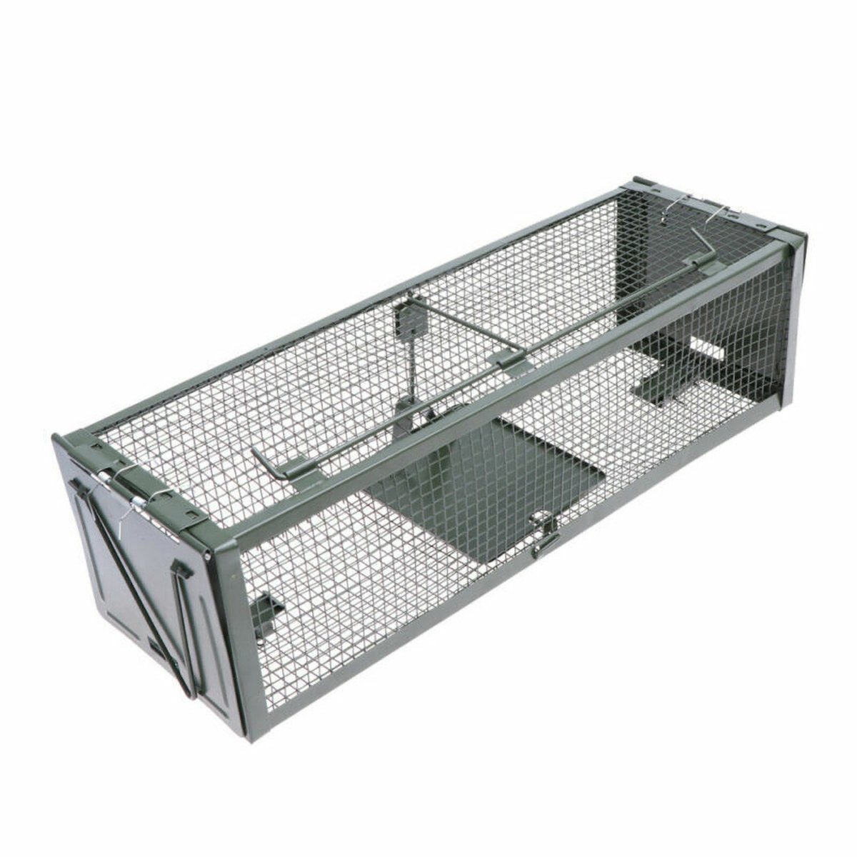 Muizenval voor dieren - Muizenval met dubbele deur - Muizenval - 41 cm - Metaal - 39,5*13*10,5 cm - Donkergroen