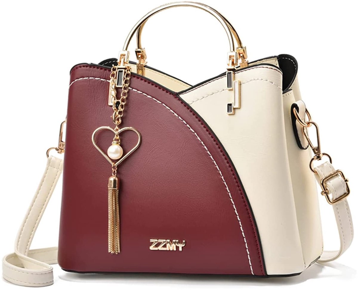 Elzusha - Dames Schoudertas - Kleine Handtas van PU Leer in Rood