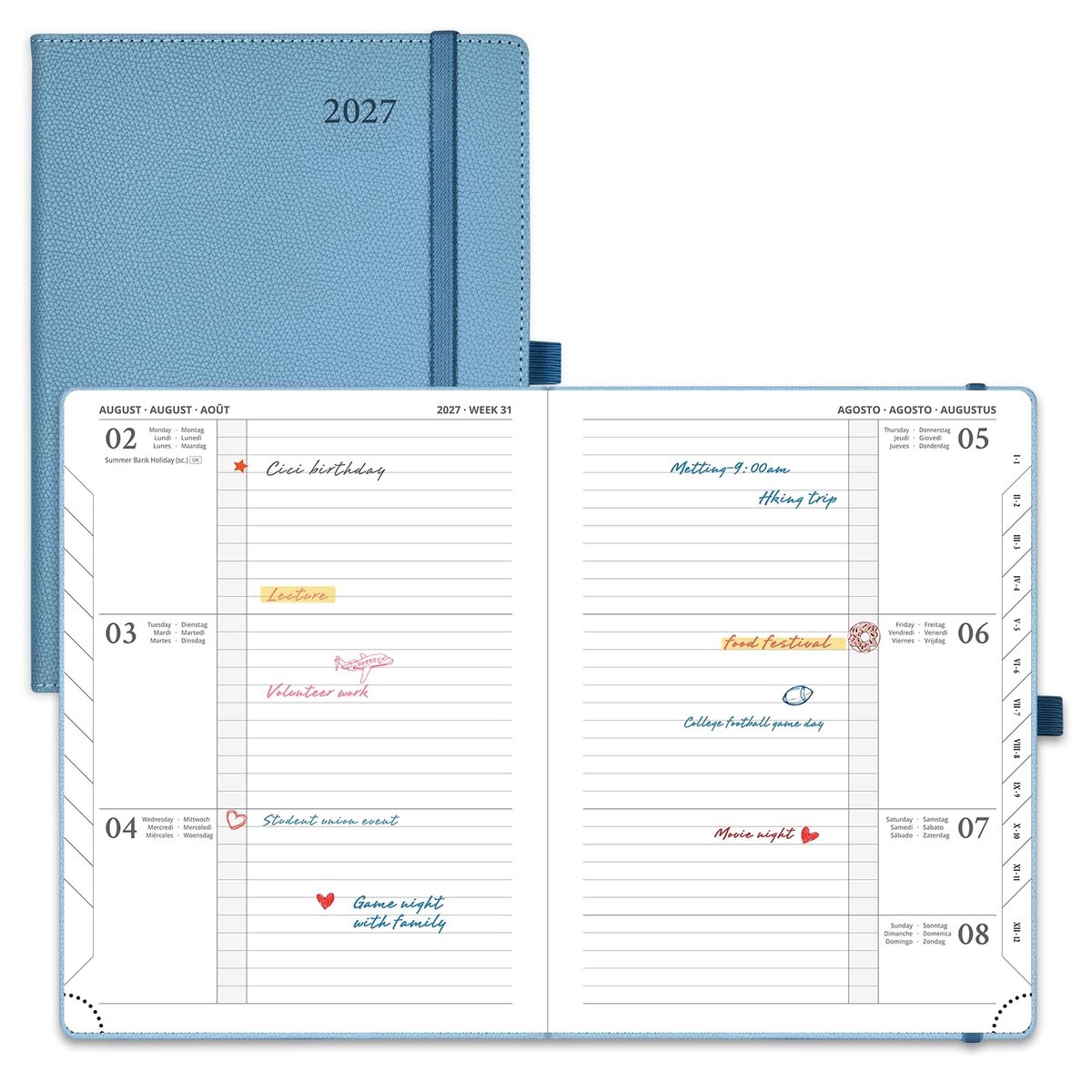 Elzusha - A5 Agenda 2027 met Hardcover en Notitiepagina's