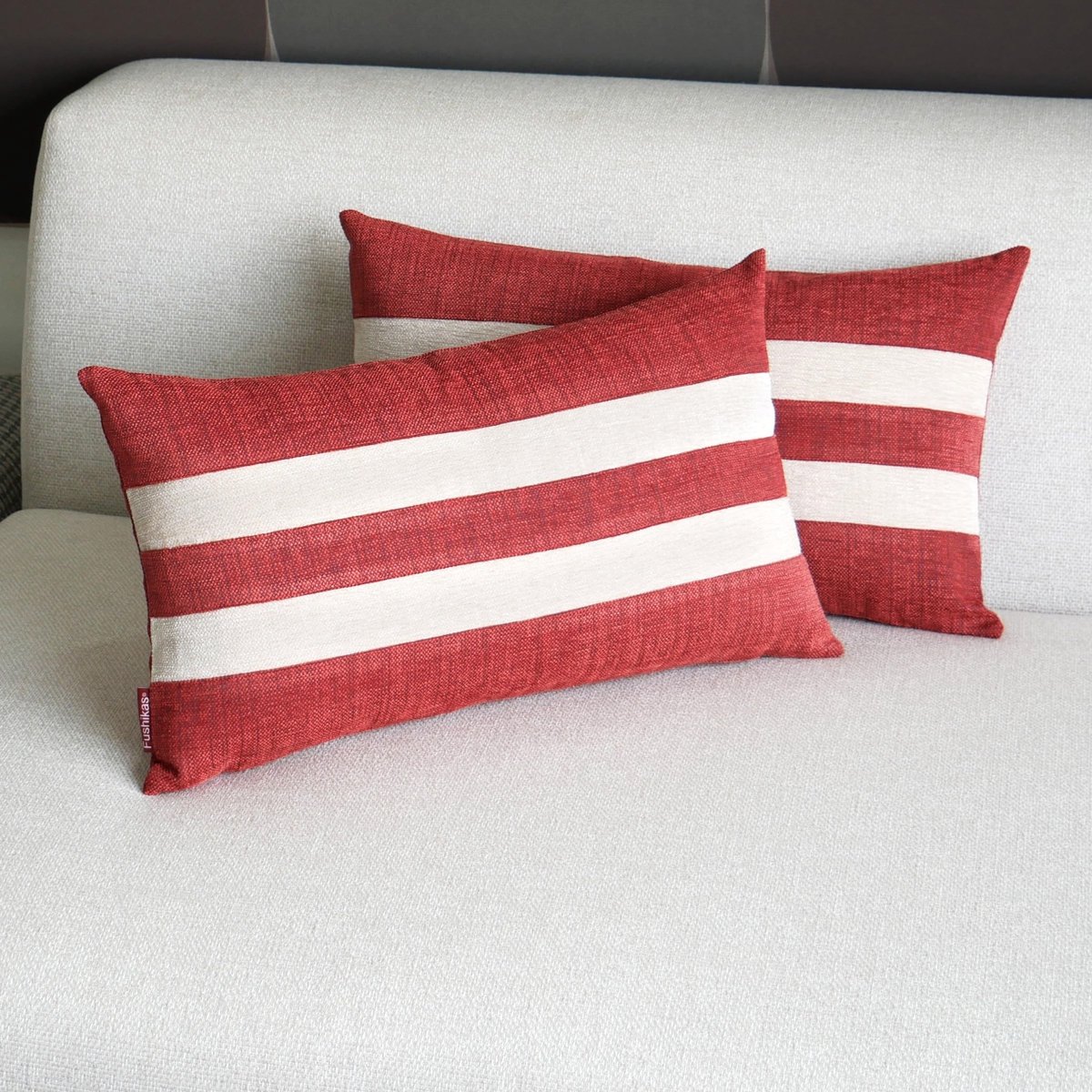 Elzusha - Kussenhoezen Set van 2 - Rood met Strepen - 40 x 60 cm