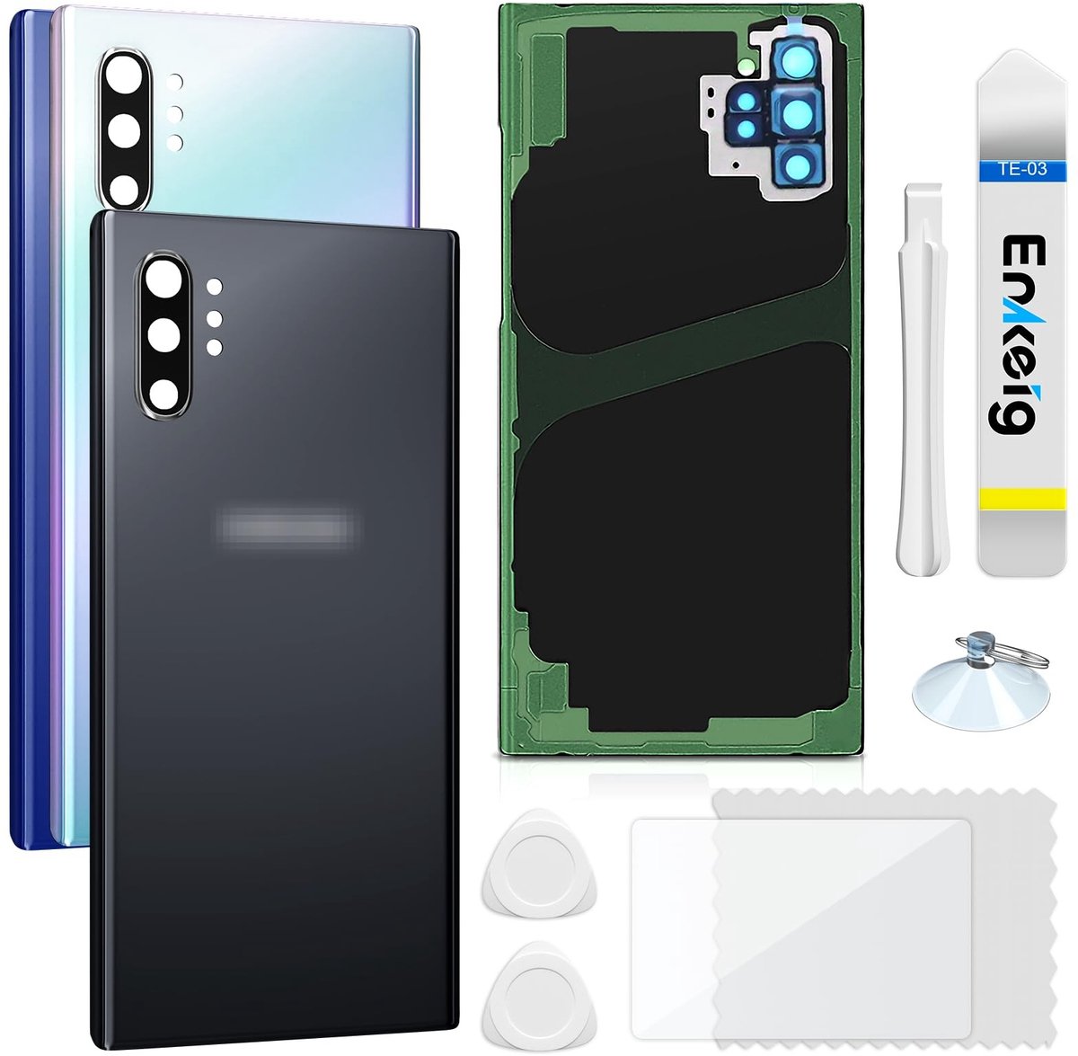 Elzusha - Vervangingsglas Achterzijde voor Samsung Galaxy Note10+ Plus - Zwart