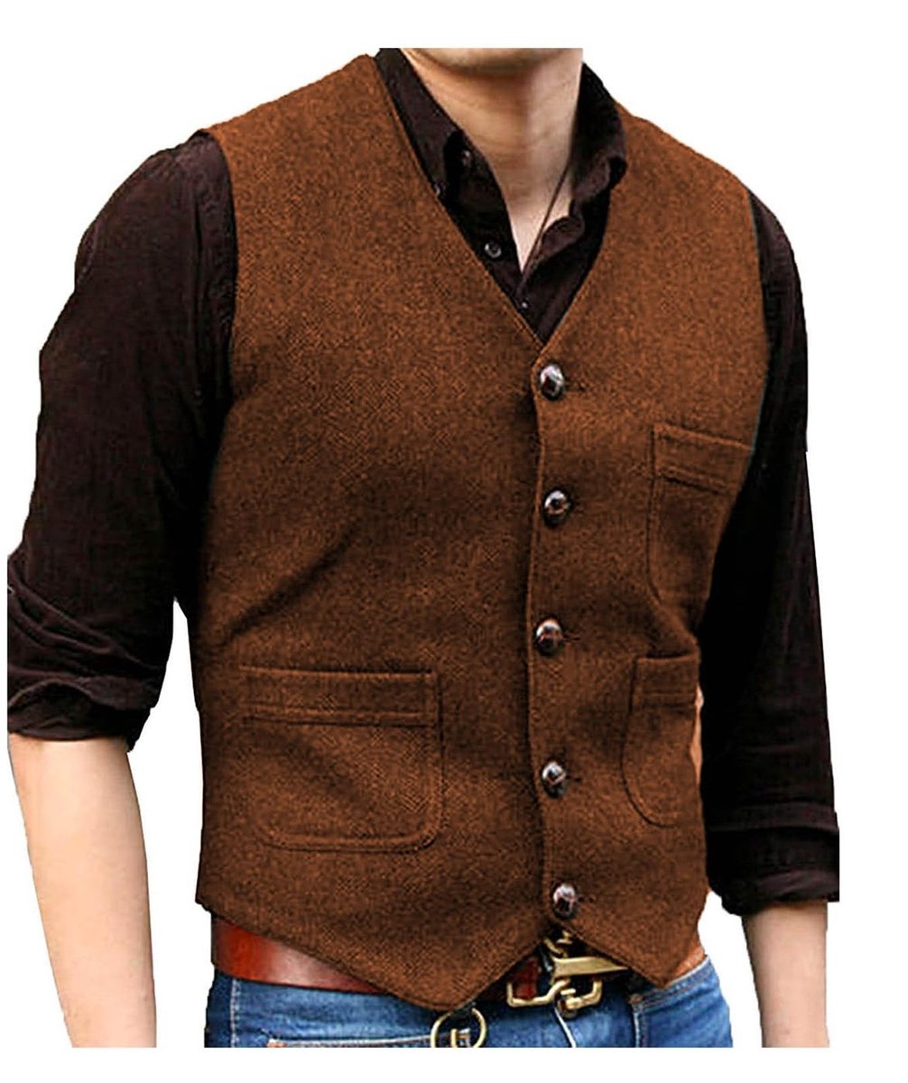 Elzusha - Vintage Heren Kostuum Vest met Strepen