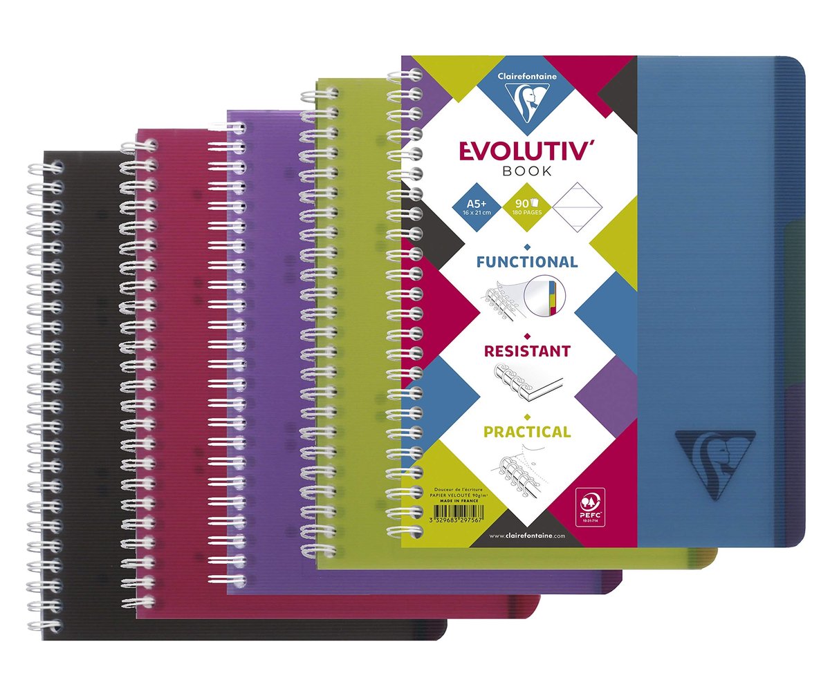 Elzusha - Perforated Spiral Notebook - A5+ 180 Lined Pages - Transparante Polypropyleen Kaft