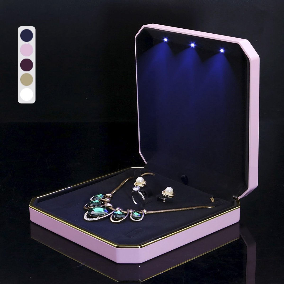 Elzusha - Sieradenbox met LED-verlichting - Roze en modern