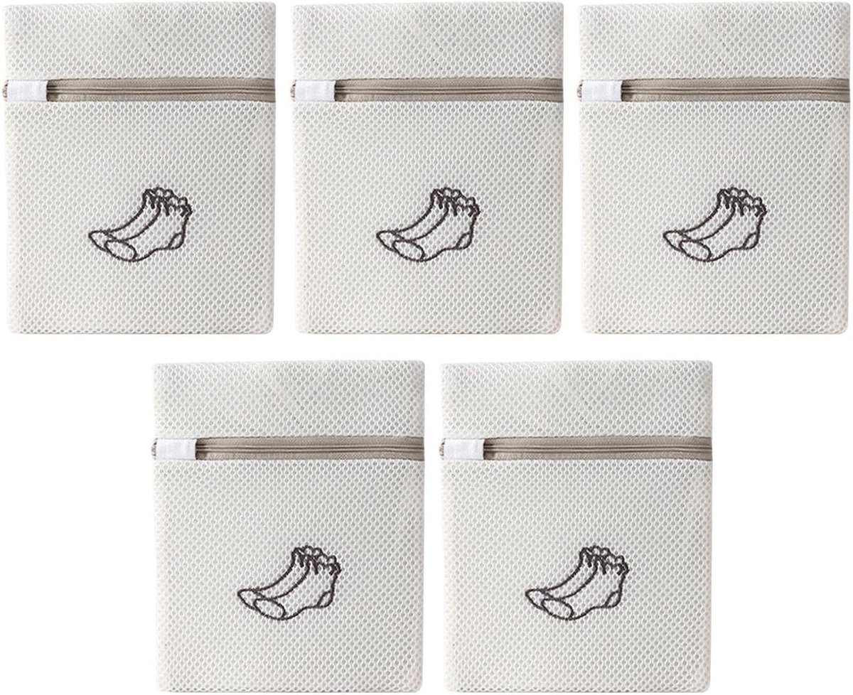 Set van 5 Waszakken voor Sokken, Beschermende Waszakken voor de Wasmachine, Ideaal voor Delicate Kledingstukken en Ondergoed