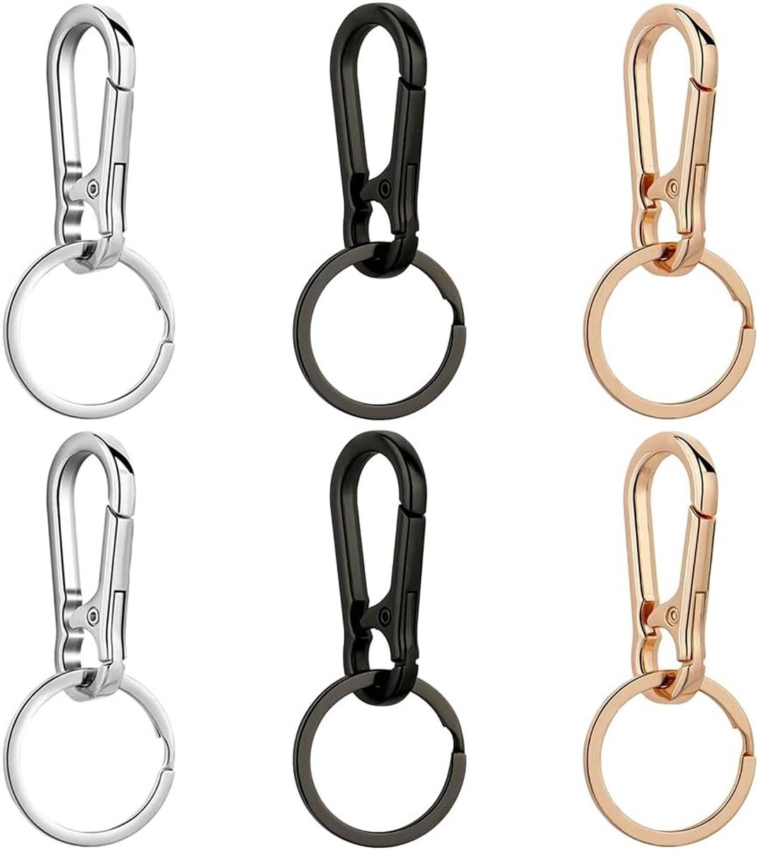 6-delige metalen sleutelclip set, duurzame zinklegering haakjes, handige sleutelorganizer met snelle ontgrendeling voor sleutels en accessoires