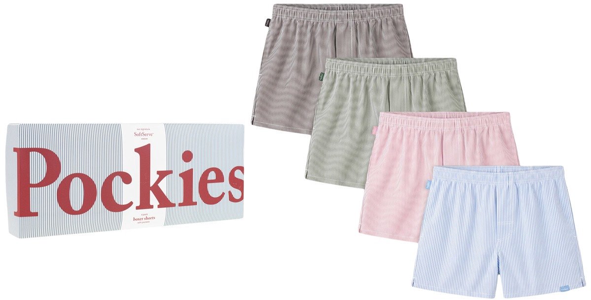 Pockies heren softserve giftbox 4P wijde boxershorts striped multi