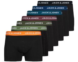 Jack & Jones JACTOM Boxershorts Heren - 7-pack - Zwart - Gekleurde Tailleband - Katoen Stretch - Maat L