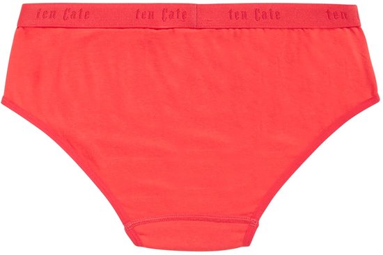 Rode slip met elastische tailleband voorzien van ten Cate logo.