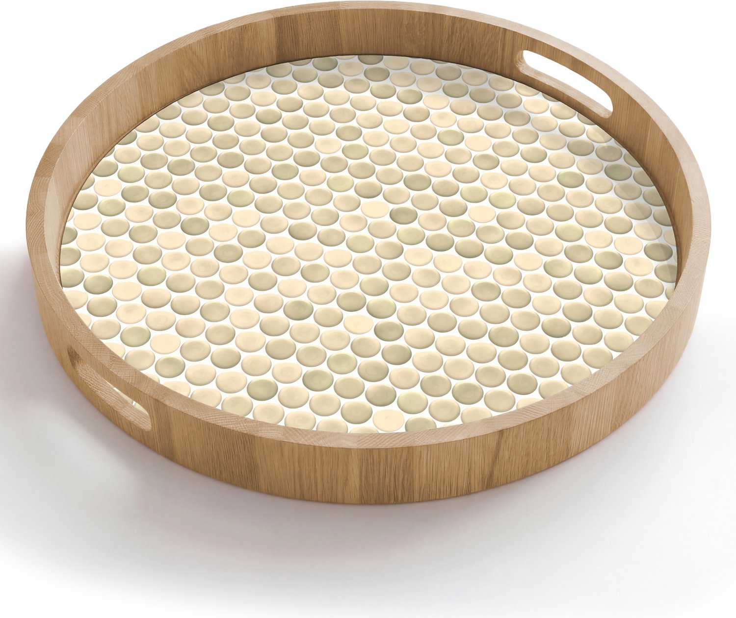 Dienblad rond 50x50 cm - Schootdienblad hout - Penny - Mozaïek - Zand - Borrelplank rechthoek - Plateau houten dienbladen