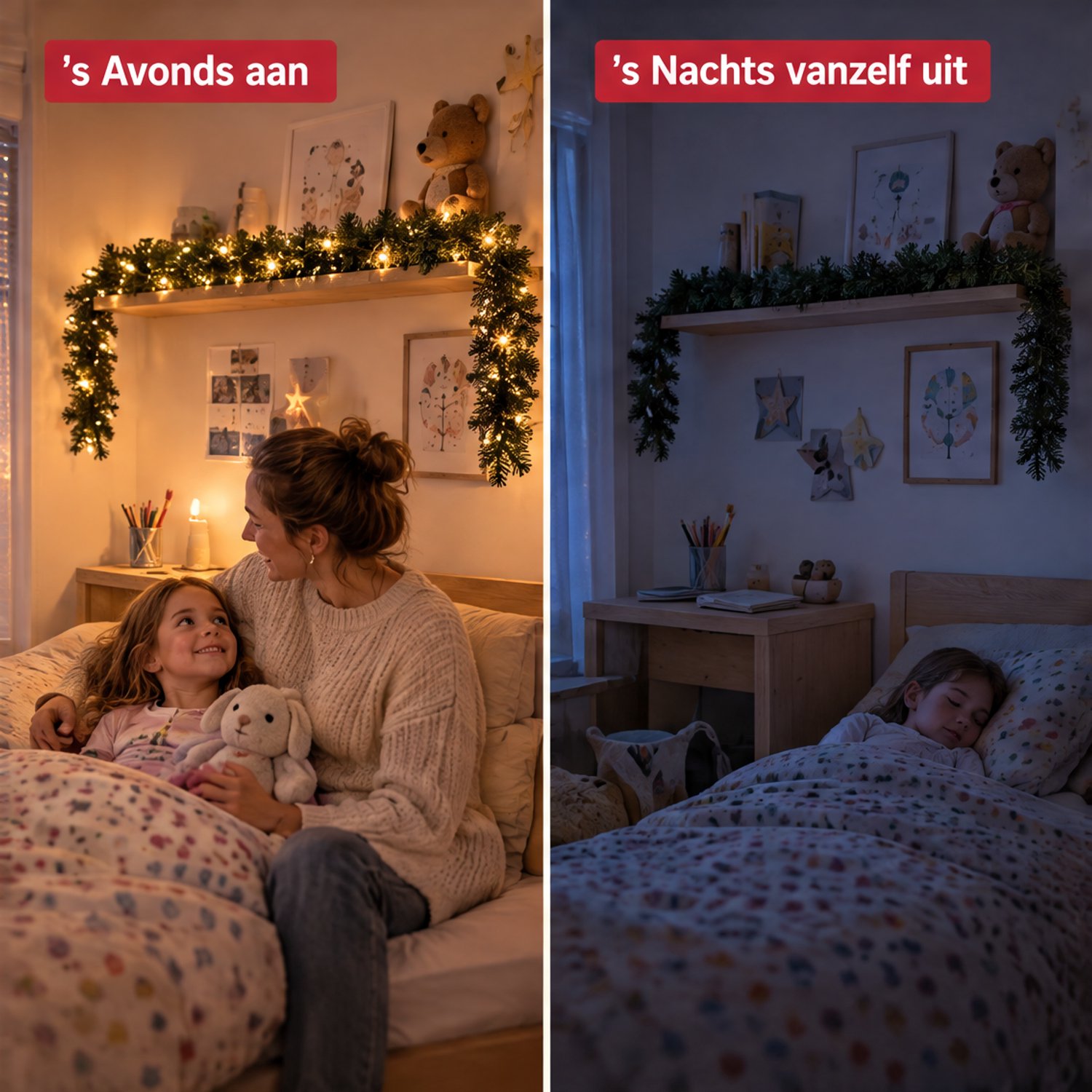 Levano Kerstguirlande met Verlichting - 30 LED Warm Wit - Kerstverlichting Buiten op Batterij - Guirlande met Timer - Lichtslinger voor Binnen en Buiten IP44 - Dennenslinger voor Open Haard - Schoorsteen Decoratie - Energiezuinig - Groen – foto 6