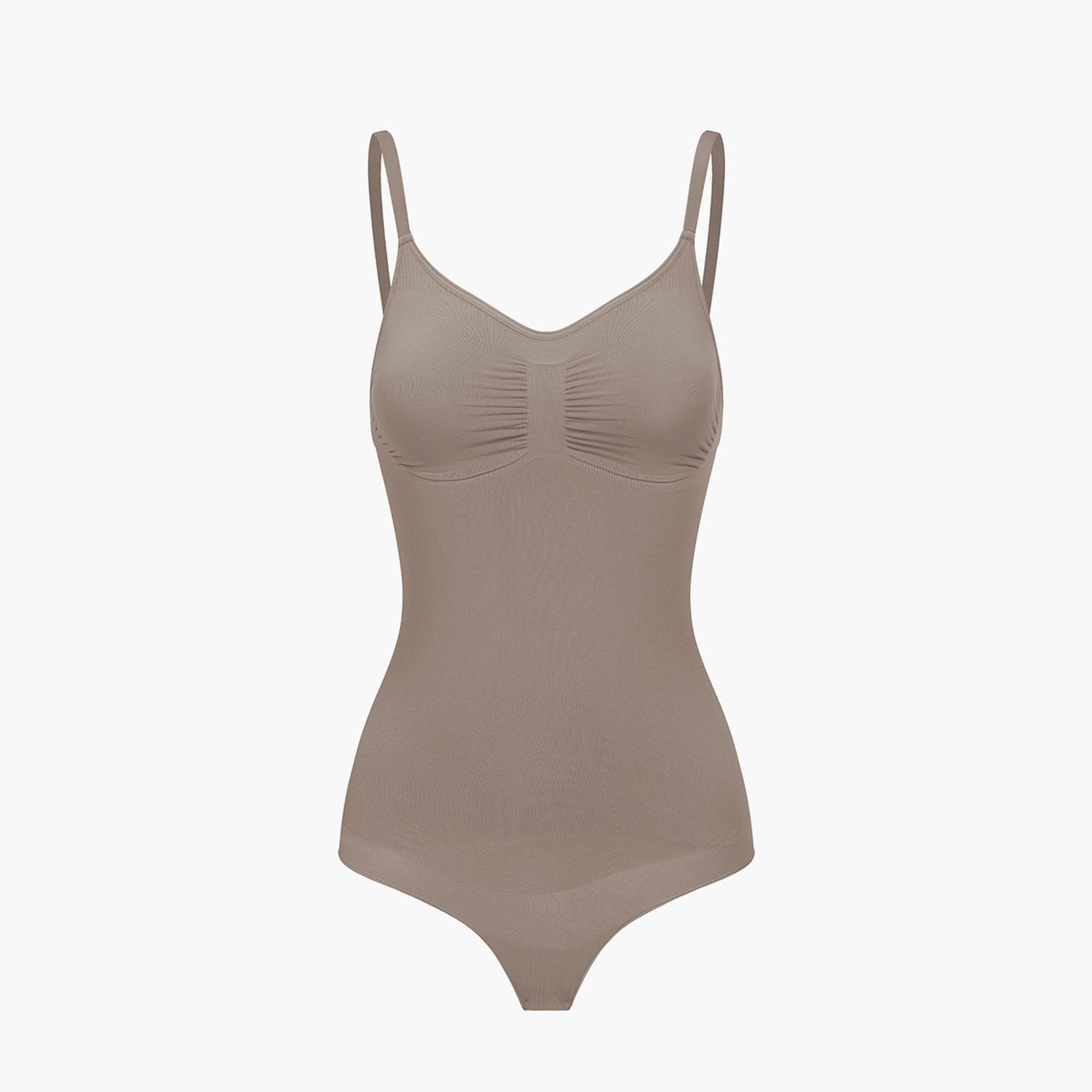 cfab Corrigerend bodysuit met koordjes - Taupe - XS - Corrigerende Body - Naadlos - corrigerend ondergoed dames