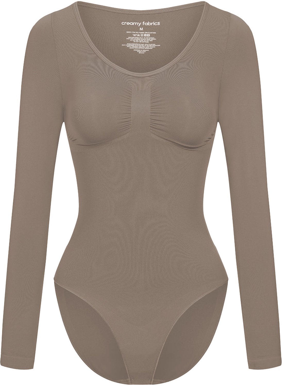 cfab Bodysuit met corrigerende werking, lange mouwen en onderrok - Taupe