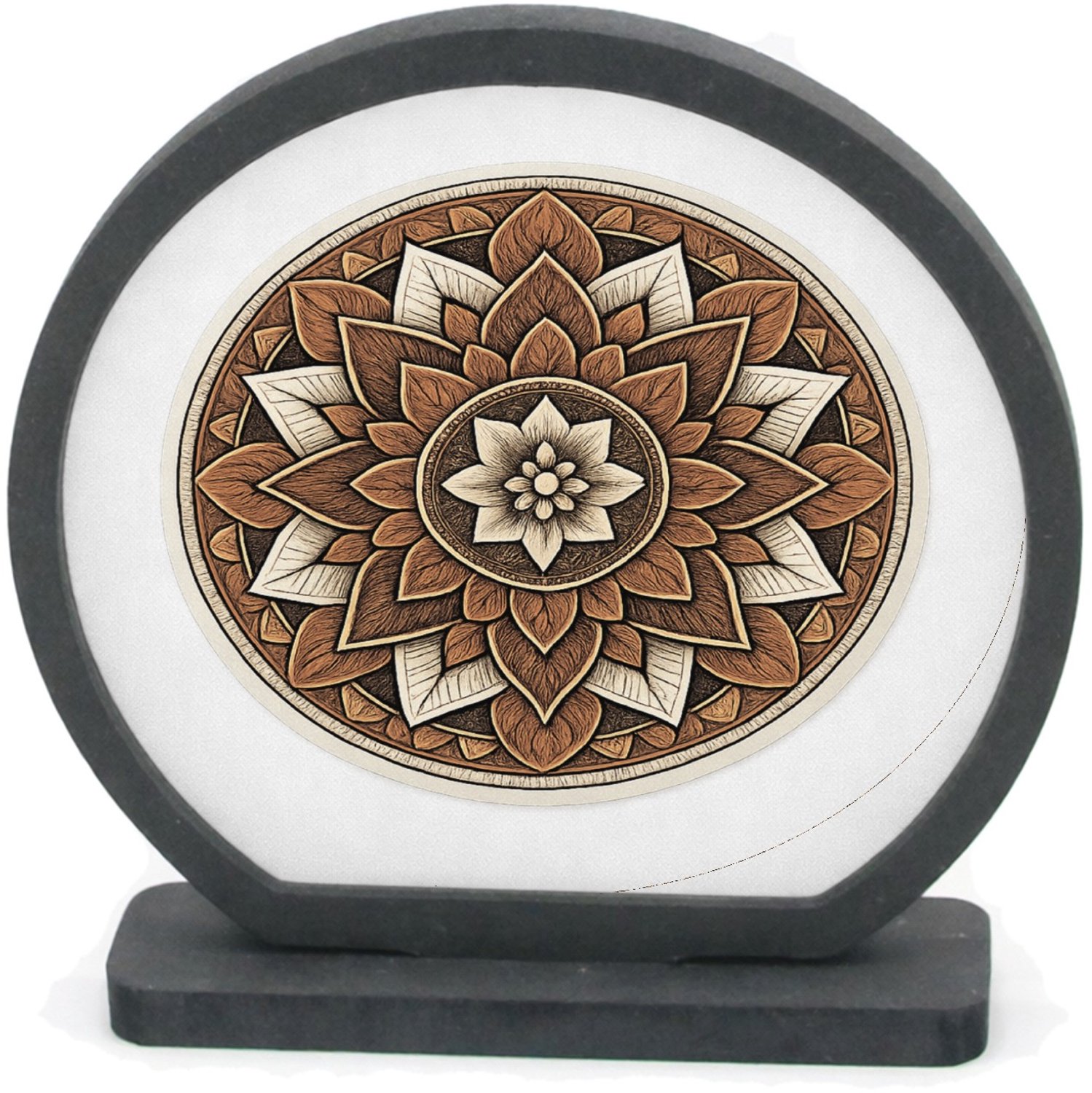 Mr Cadeautjes Houten fotolijst rond met MDF inleg - design Ronde set met een stilistisch botanisch kompasmotief | cadeau Wit