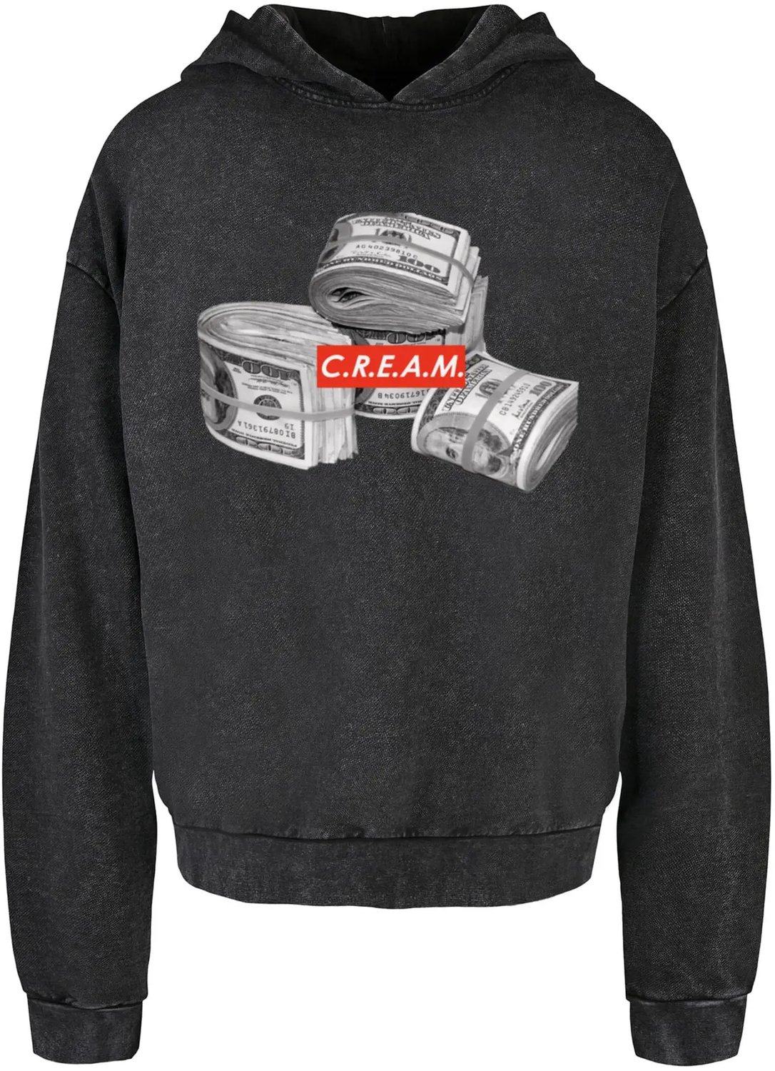 Hoodie Mister Tee C.R.E.A.M Bundle Acid Washed Zwart