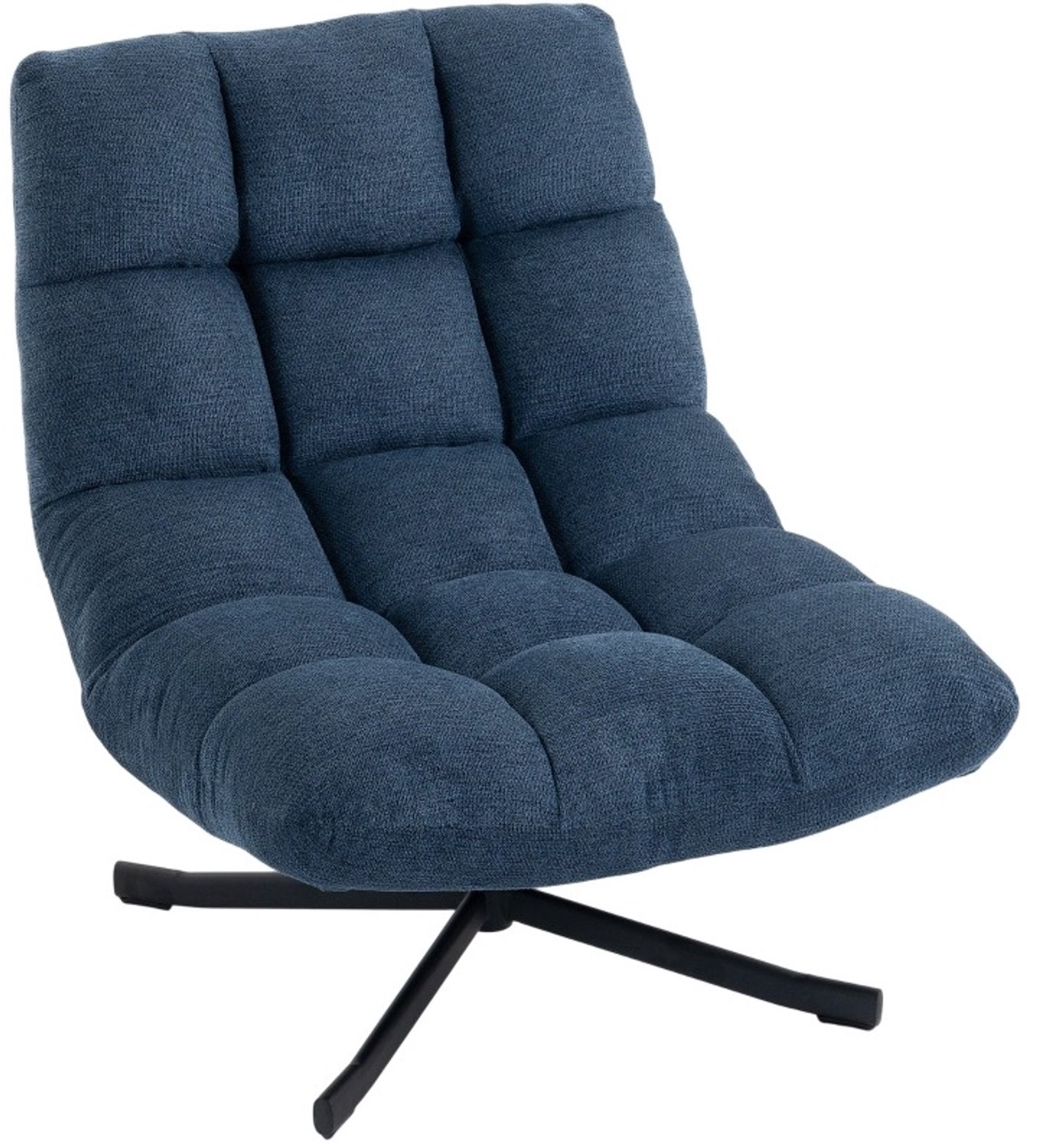 DESMIU Draaibare Fauteuil 75 x 95 x 90 cm - 360 Graden Draaibaar en Zonder Armleuningen - Voor Woonkamer of Werkkamer - Chenille - Donkerblauw
