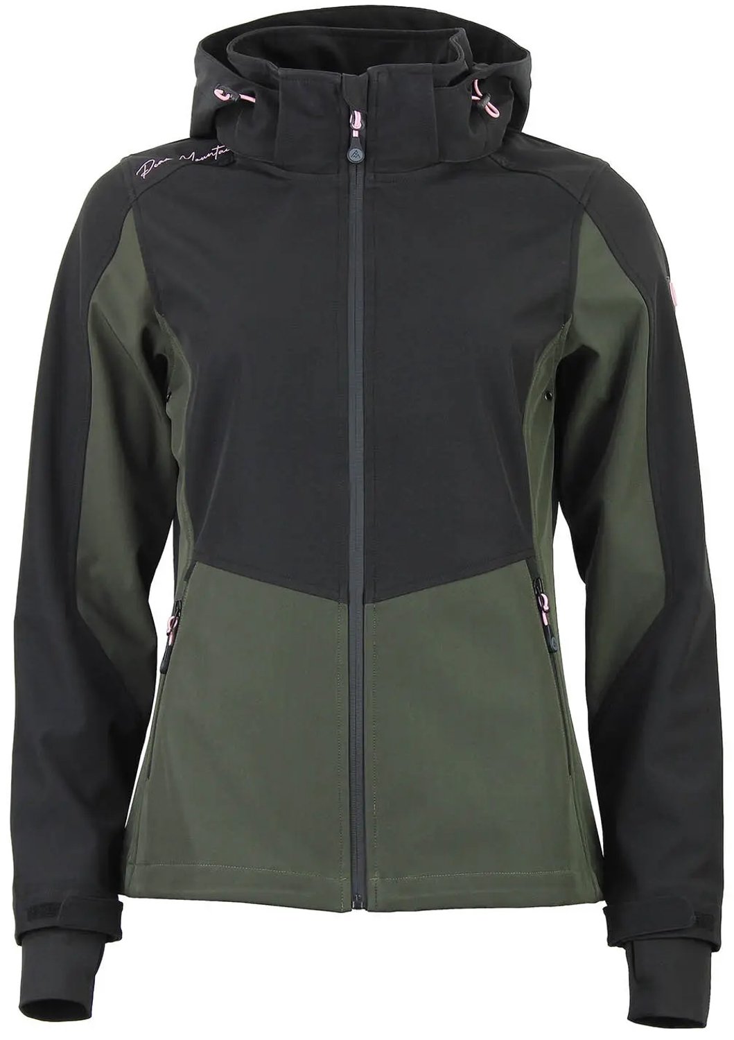 Dames capuchon zip hoodie mesh Peak Mountain Softshell Zwart
