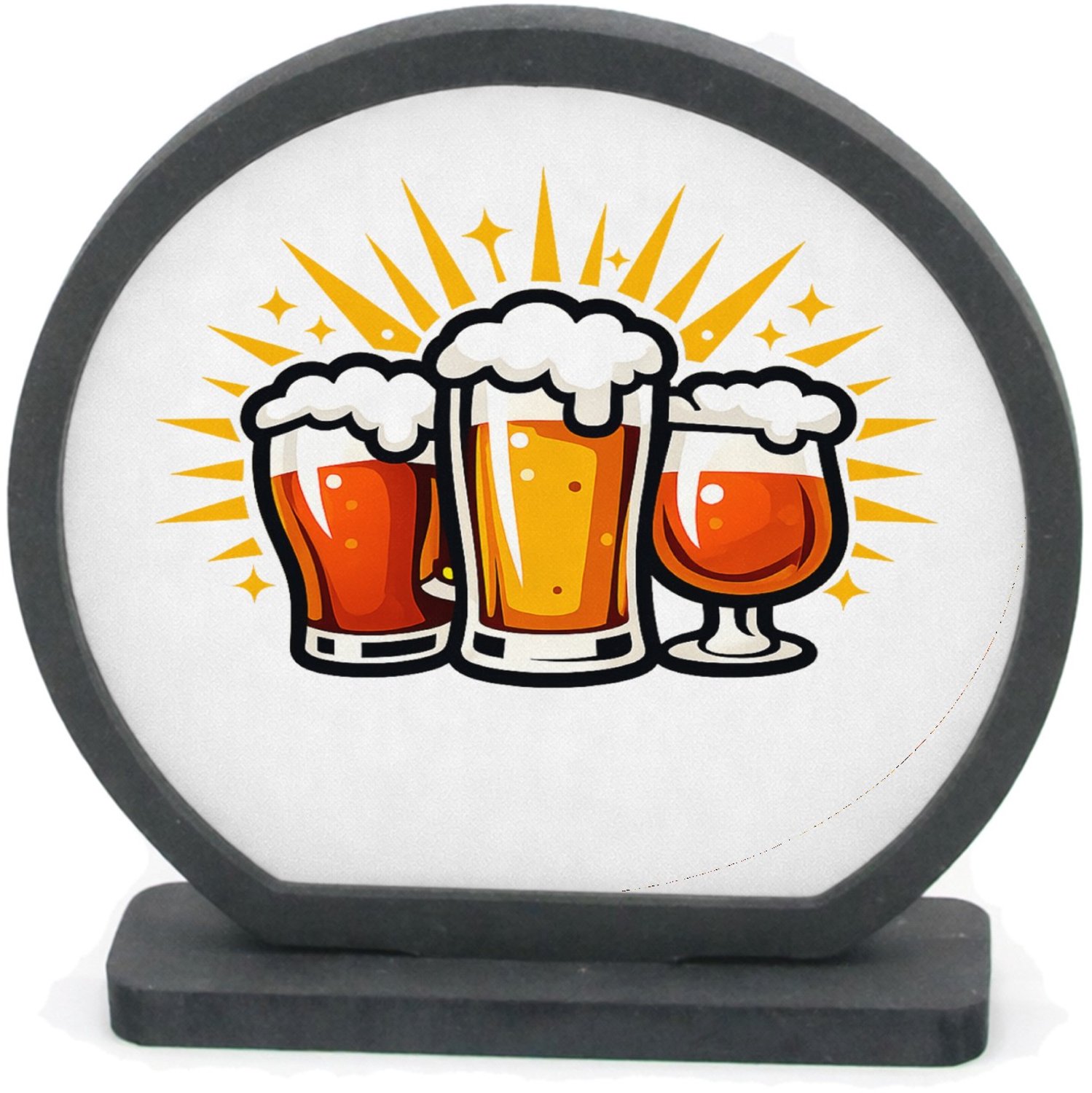 Mr Cadeautjes Houten fotolijst rond met MDF inleg - design Vier glazen in een compacte, feestelijke cluster met een str | cadeau Wit