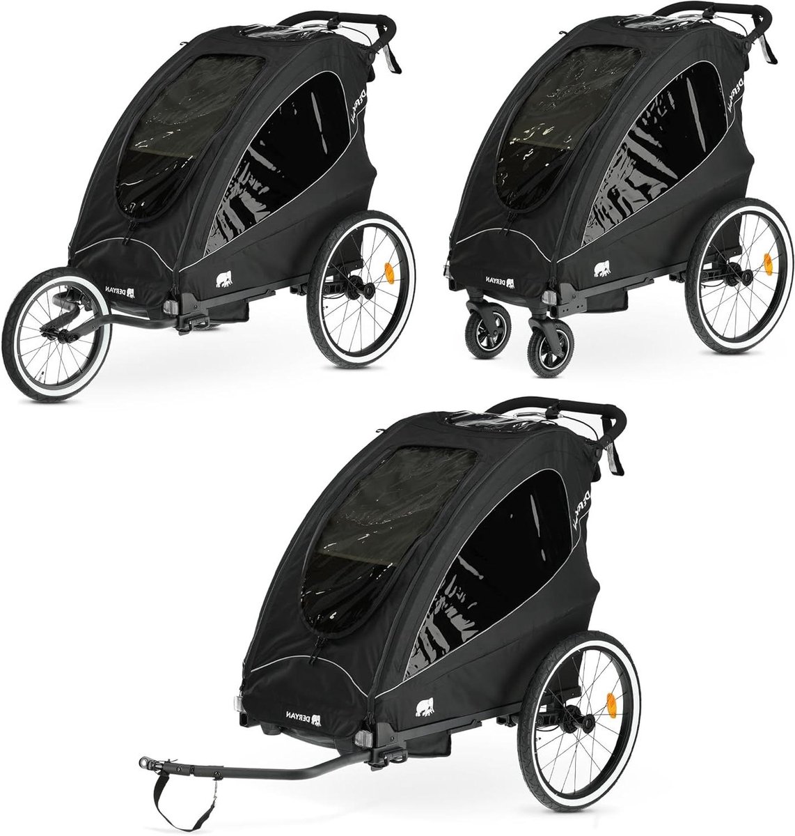 Fietskar Kinderen - Buggy Jogger - Actieve Uitjes - 3-in-1 Multifunctioneel - Voor 2 Kinderen - Zwart