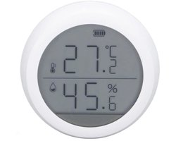 Slimme temperatuur- en vochtigheidssensor, schakelbaar tussen Celsius en Fahrenheit, geschikt voor Alexa, Google Home, Tuya Smart en Smart Life, meetbereik van -10 tot 50 graden Celsius.
