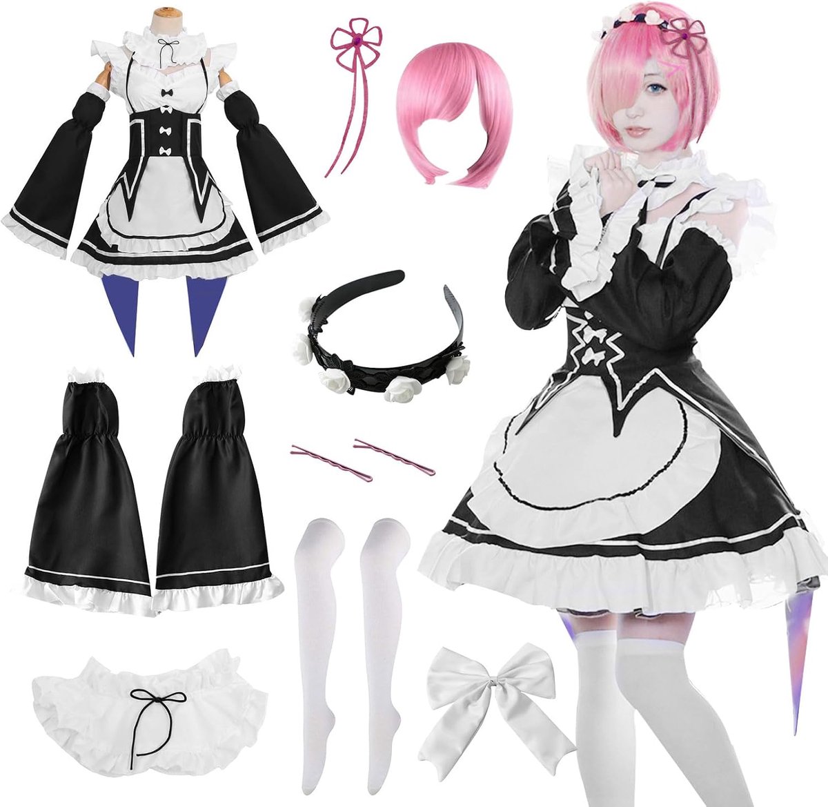 Outfit Noir et Blanc Classique, Cosplay Anime Kostuum
