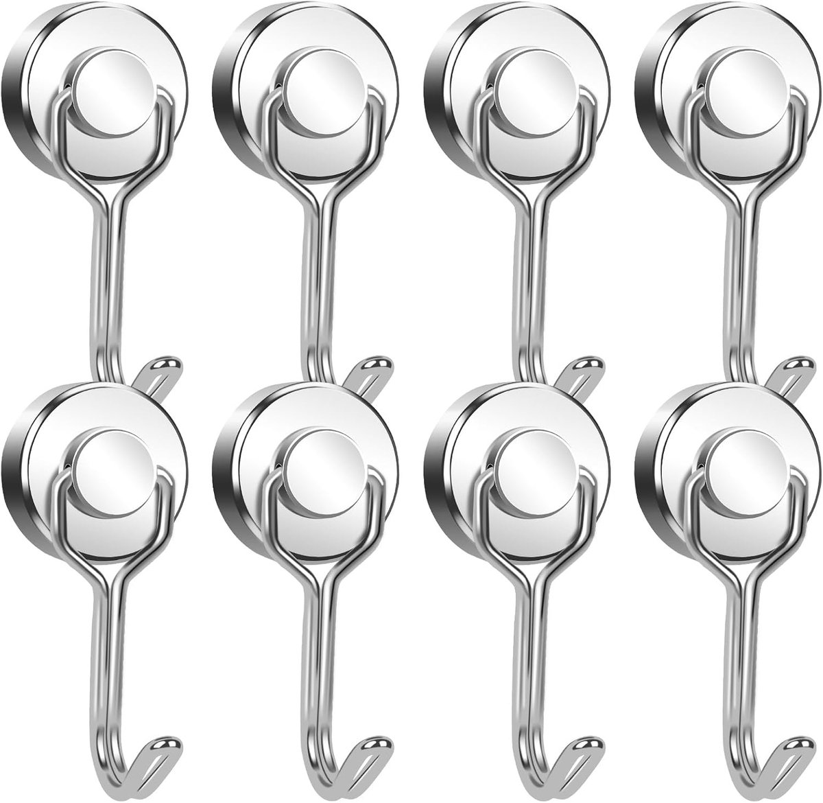 Magneethaken, extra sterk, 20 mm, draaibare magnetische haak, magnetische haak, kleine neodymium magneten met haak, haak, magnetisch, voor keuken, koelkasten, kluisjes, grill, camping, 8 stuks