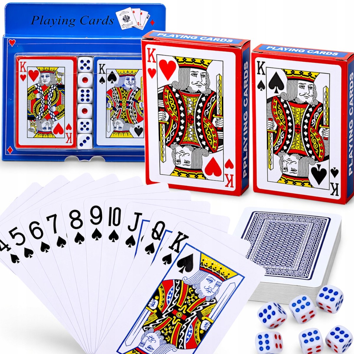 Kaartspel Set: 2 Dekken Kaarten + Dobbelstenen voor Poker & Makao