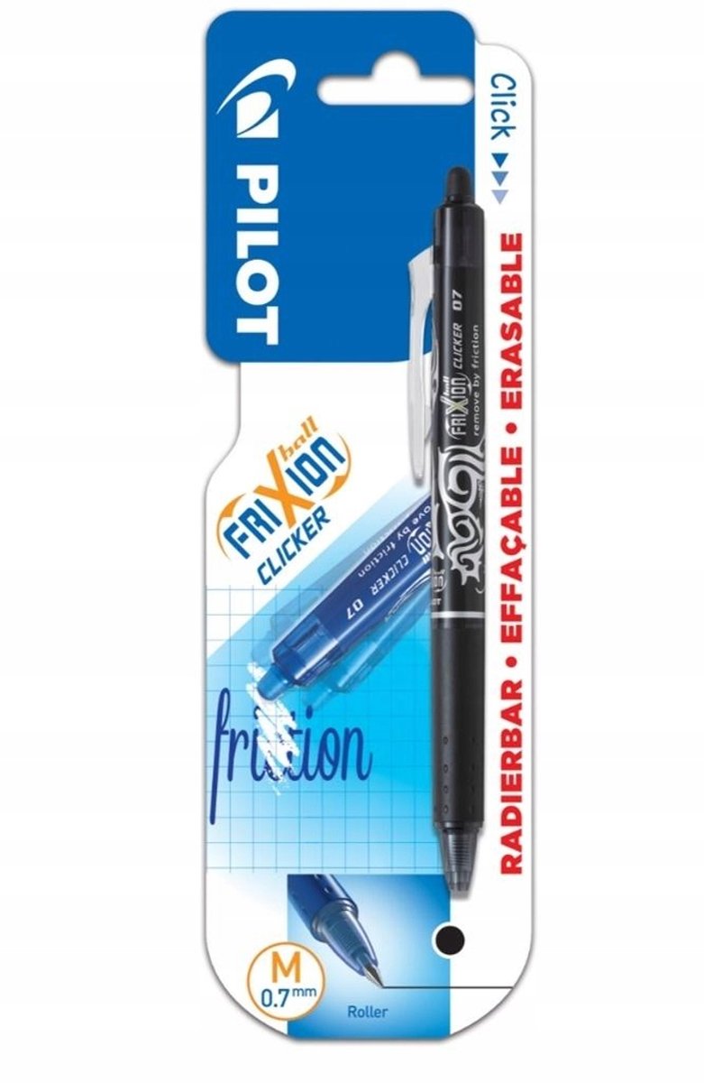 Pilot FriXion Clicker balpen zwart 0.7mm - Uitwisbaar