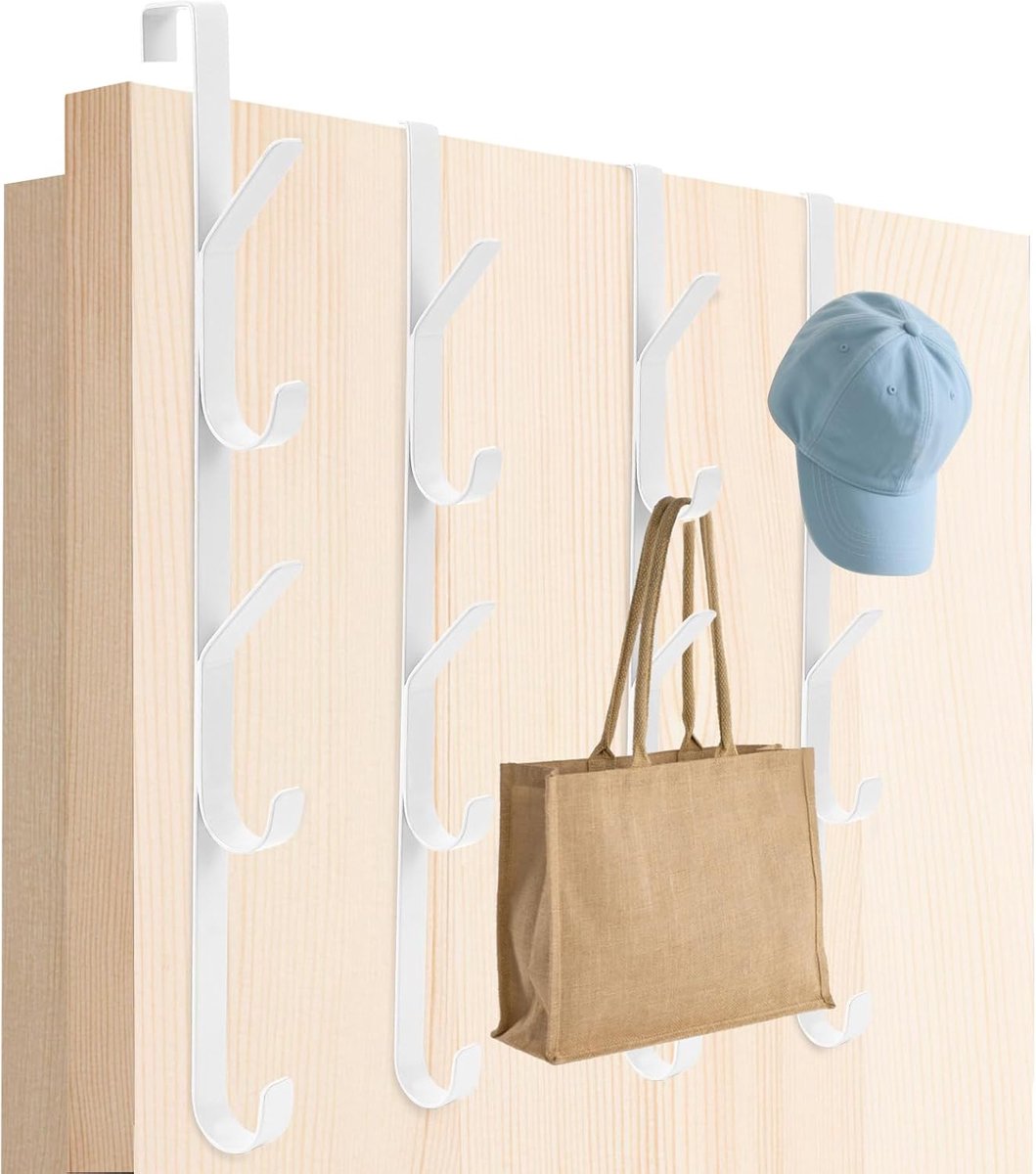 Tahbarshi Kapstok om boven de deur te hangen, 4 stuks x 5 haken voor het ophangen van deurmantels, roestvrij staal - ShopVlot