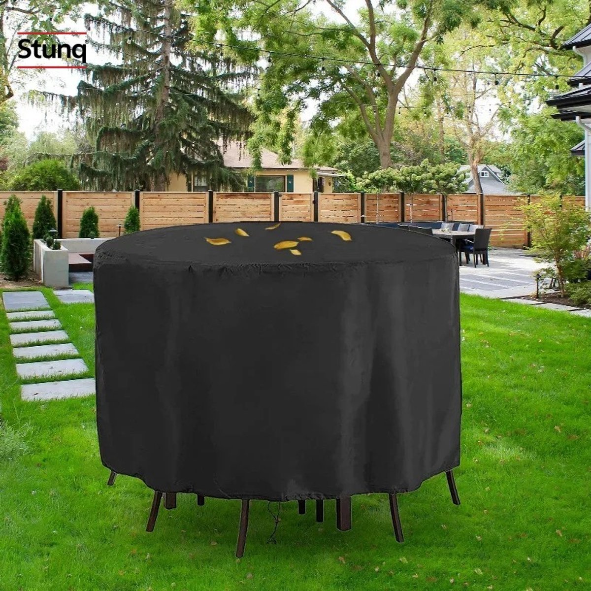 Stunq Ronde Tuintafelhoes 185x110 cm – Waterdicht & UV-bestendig Zwart