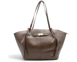 Flora&Co - SOLENE - vintage look - grote handtas/tote bag - taupe - geschikt voor A4 - ideaal voor school- of werktas