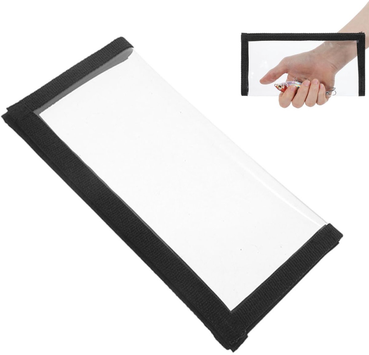 Beschermhoes voor visaas - Beschermhoes voor aas - Beschermhoes voor aashaken - Beschermtas voor visaas - Visgerei - 20*11 cm opgevouwen - Geschikt voor het opbergen van visgerei, enz. - Transparant, zwart
