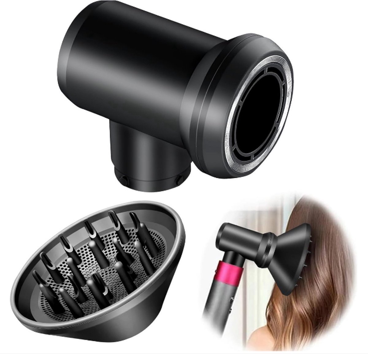 Haardrogeropzetstuk-Diffuser en adapter geschikt voorStyler HS01 HS05-een krultang wordt een föhn-geschikt voor krullend of golvend haar-Gereedschappen geschikt voor haarstyling-geschikt voor Dyson-accessoires