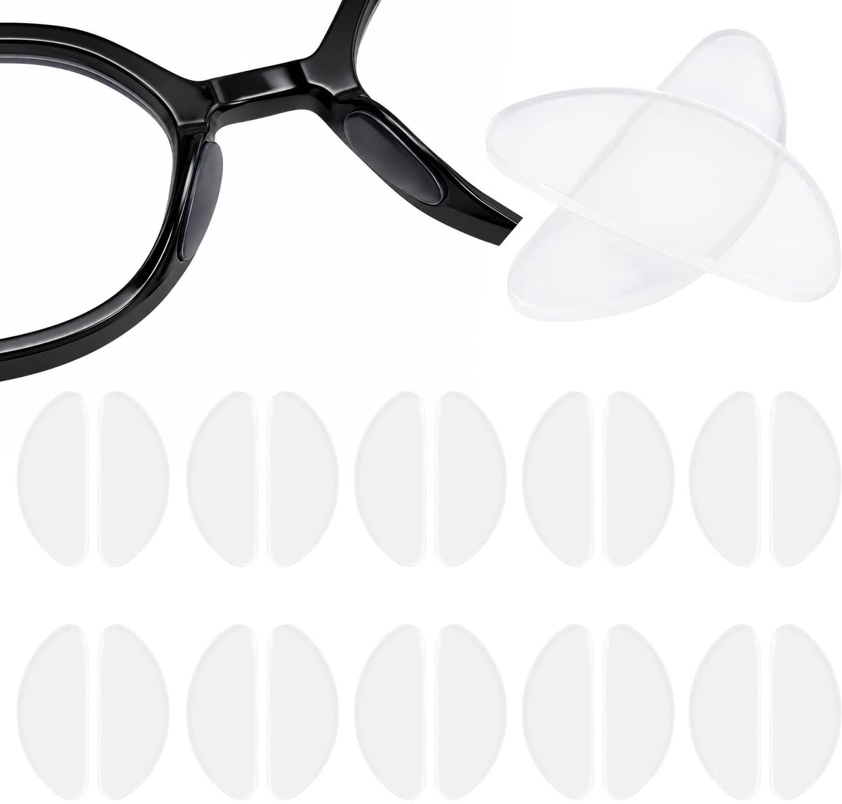 luxwo 10 Paar Siliconen Neuspads voor Bril, Antislip Brillenpads - ShopVlot