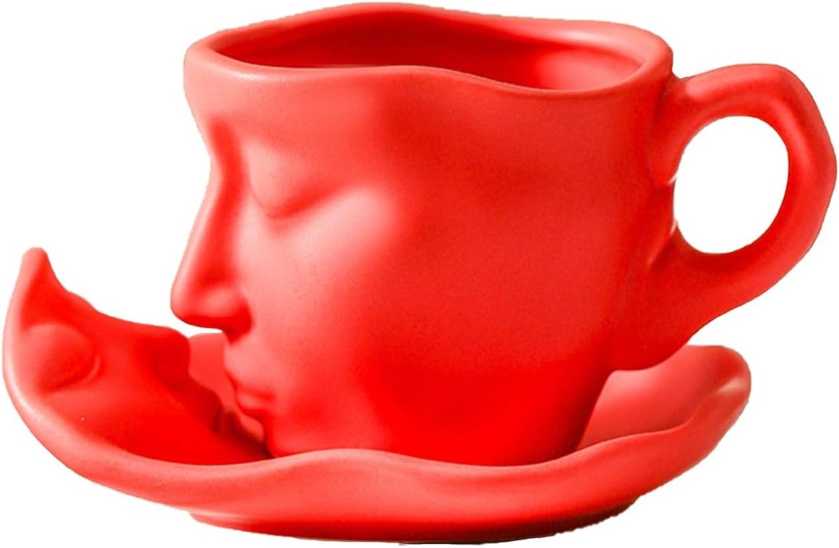 Romantische Koffiemok Set met Lepel, Perfect Cadeau voor Valentijnsdag voor Stellen, Vrienden en Familie - Inclusief Koffiezakjes (Rood)