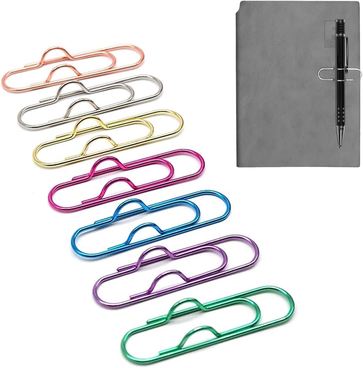 Kleurrijke multifunctionele paperclips van metaal voor notities, papier, school en kantoorgebruik - 7 stuks