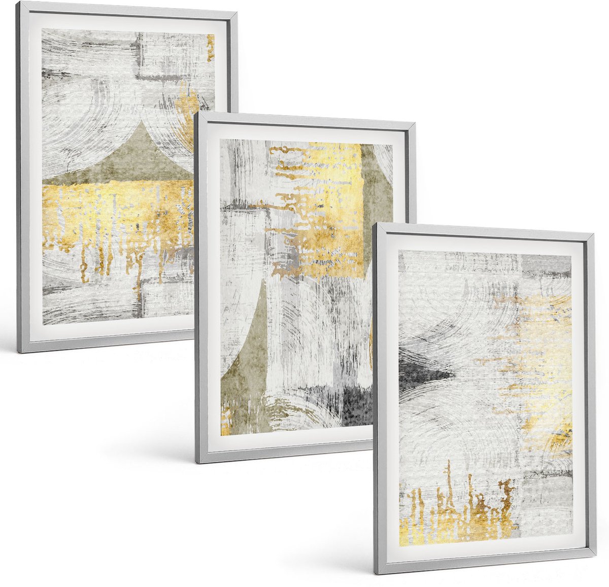 Coloray 3-Delige Schilderij Set - Abstracte Minimalistische, Modieuze Schilderpatronen - 40 x 60 cm - Stijlvolle Muurdecoratie - Slaapkamer - Woonkamer Decoratie