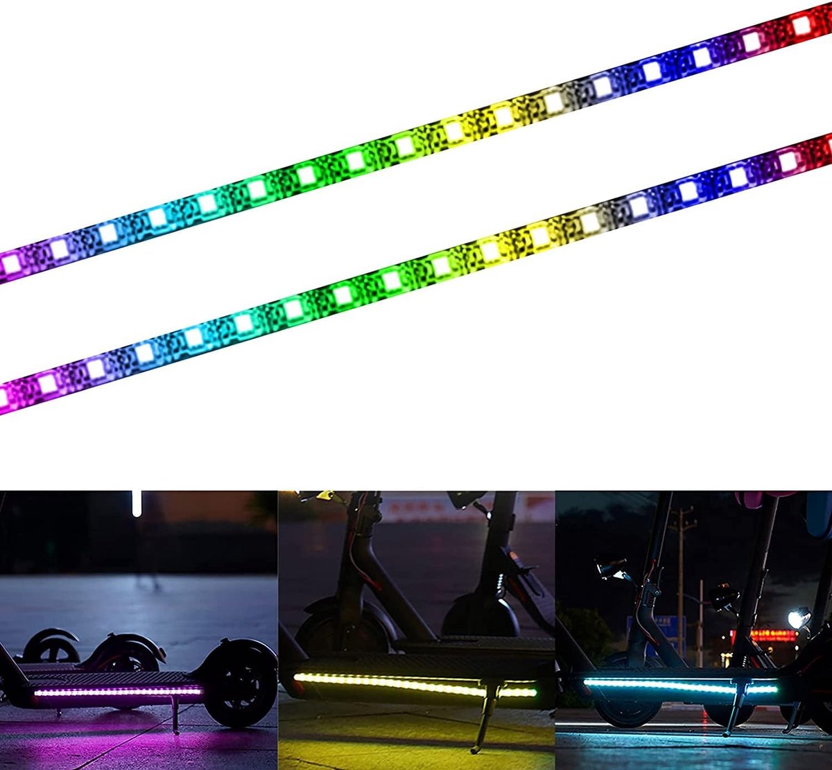 LED-stripverlichting voor elektrische scooter - Waterdicht Opvouwbaar Veiligheids Decoratief Licht voor Xiaomi M365 - Lichtgevende kleurrijke nachtfiets Skateboard Marquees Lamp