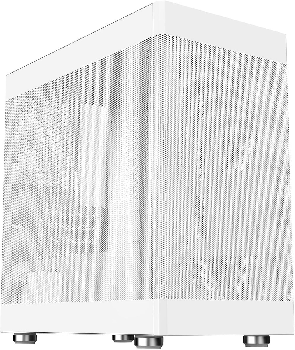 35W - Gaming Office Mini Tower mATX, Type-C, 2xUSB3, 3 zijden mesh, White Edition
