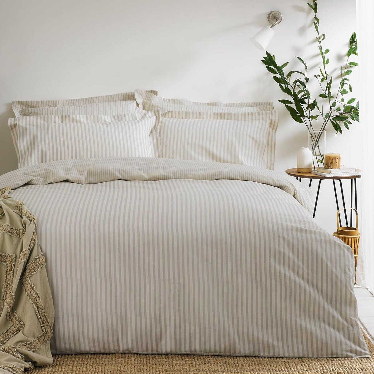 Linen Yard Hebden Dekbedovertrek Set, Naturel, King